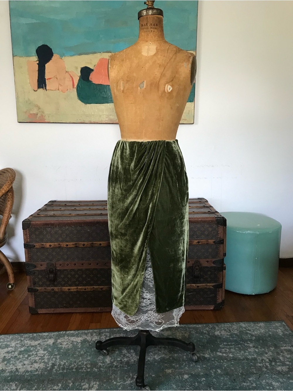 Anthropologie Velvet Lace Skirt